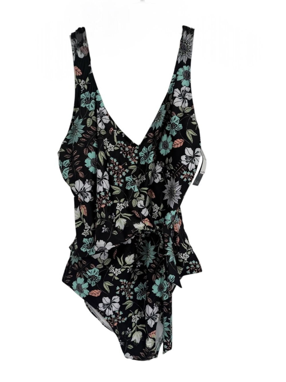 Aqua Couture NWT One Piece Swimsuit Size 1X Womens Floral side Tie Adjustable